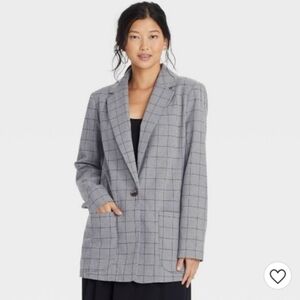 A New Day Women's Gray Plaid Blazer